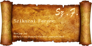 Szikszai Ferenc névjegykártya
